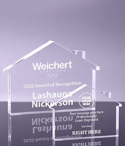 1 inch Thick Acrylic Single Gable Real Estate/Home Awards - Engraved
