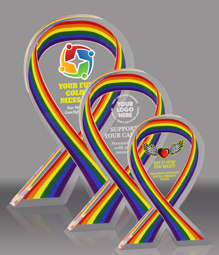 Pride Awareness Ribbon Acrylic Awards - Engraved or Color