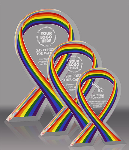 Pride Awareness Ribbon Acrylic Awards - Engraved