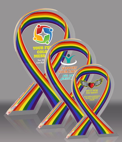 Pride Awareness Ribbon Acrylic Awards - Color