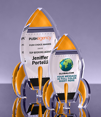 Acrylic Orange Rocket Awards - Full Color