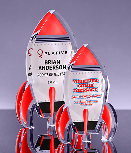 Acrylic Red Rocket Awards - Full Color