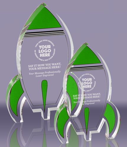 Acrylic Color Rocket Awards - Green