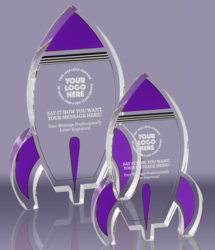 Acrylic Color Rocket Awards - Purple