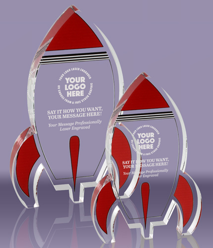 Acrylic Color Rocket Awards - Red