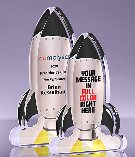 1 inch Thick Acrylic Blast Off Rocket Awards - Black