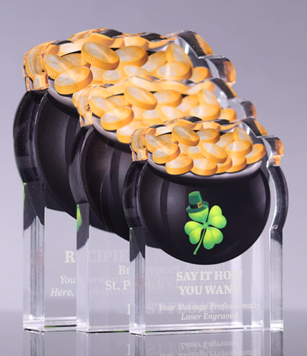 St. Patrick's Day Pot of Gold Acrylic Awards