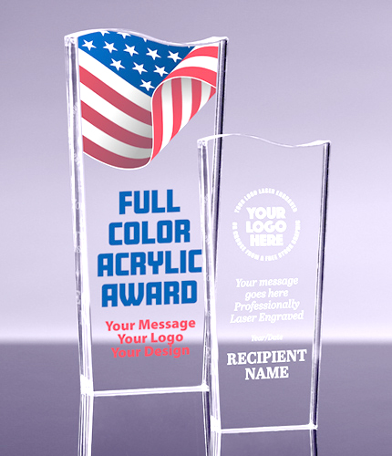 1 inch Thick Acrylic Tidal Wave Awards - Engraved or Color