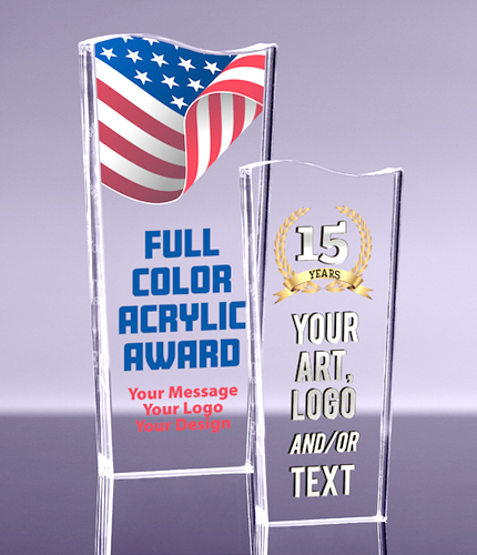 1 inch Thick Acrylic Tidal Wave Awards - Color