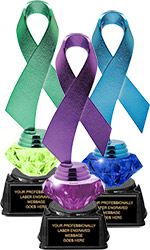 Awareness Ribbon Diamond Riser Trophies