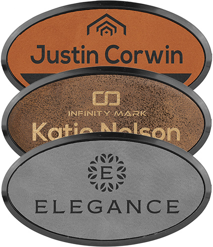 Leatherette Oval Badges with Borders