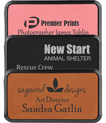 Large Leatherette Rectangle Badges with Borders