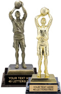 Basketball Bright & Antiqued Gold Tone Figure Trophies