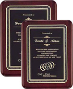 Black Stained Piano Finish Plaques with Florentine Borders - Engraved