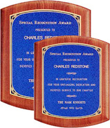Solid American Walnut Plaques with Blue Linen Textured Plate