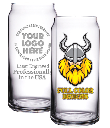 20 oz. Beer Can Glasses - Engraved or Color
