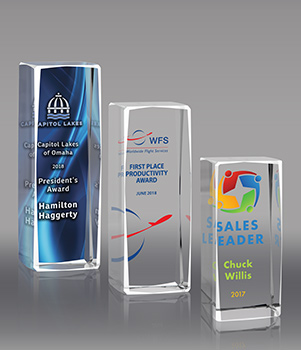 Beveled Edge Optical Crystal Block Awards - Color