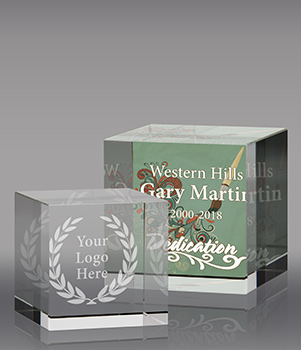 Optical Crystal Cube Awards - Engraved or Color