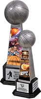 Championship Basketball Trophies on Monument Bases