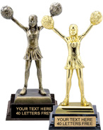 Cheer XL Bright & Antiqued Gold Tone Trophies