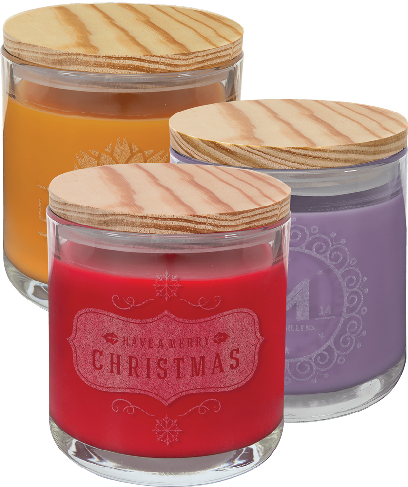 Scented Candles in Glass with Wood Lids