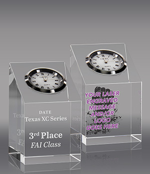 Crystal Clock Paperweights - Engraved or Color