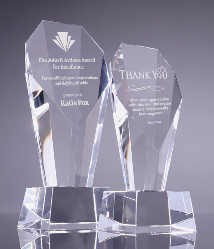 Silver Patterned Edged Glass Award LOGO TEXT ENGRAVED F.O.C. 3 sizes 