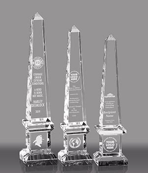 Crystal Two-Tier Obelisk Awards