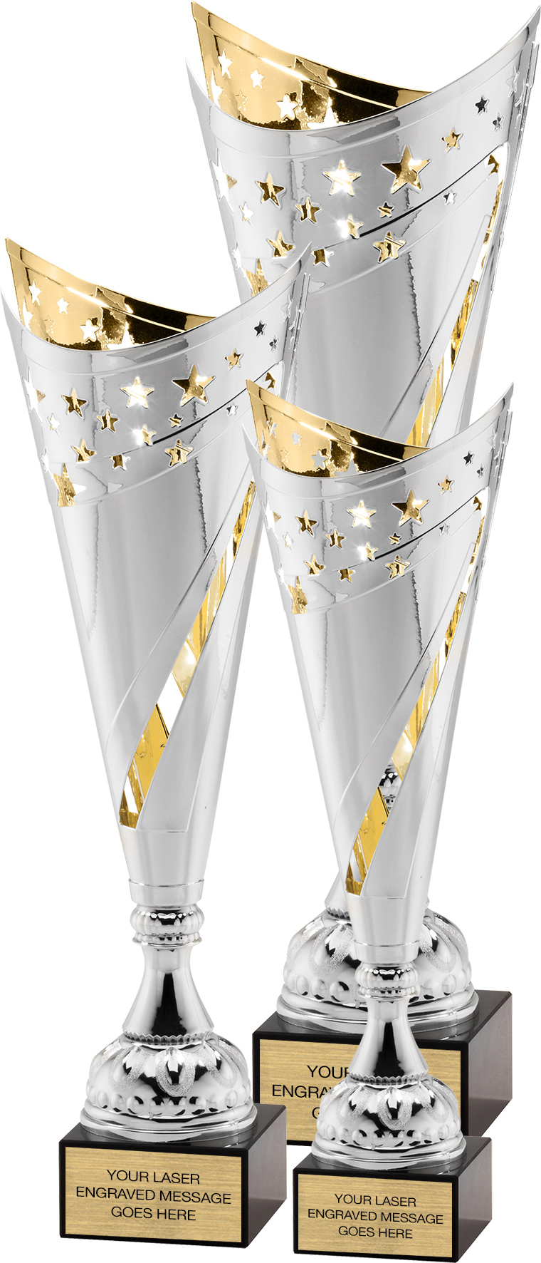 Two-Tone Silver and Gold Stars Split Cups