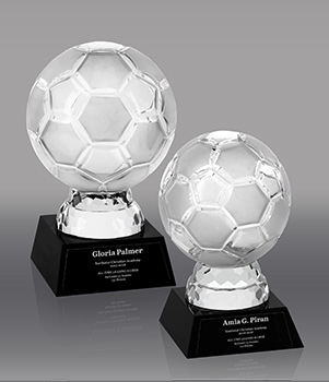 Crystal Soccer Balls on Black Crystal Bases