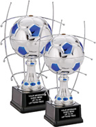 Metal Soccer Ball with Blue AccentsTrophies