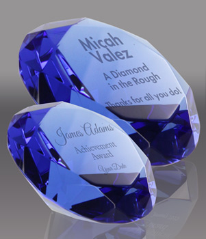 Sapphire Blue Crystal Diamond Paperweights