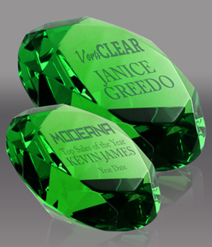 Emerald Green Crystal Diamond Paperweights