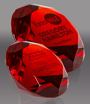 Ruby Red Crystal Diamond Paperweights
