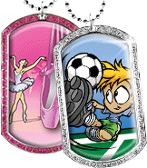 Sparkle Edge Insert Dog Tags with 3D Dome.