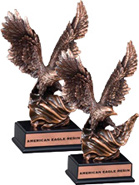 Eagle Holding American Flag Bronze Resin Trophies