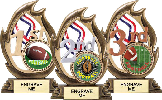 Football 1st 2nd& 3rd Place Flame Color Resins