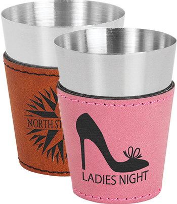  Laserable Leatherette Stainless Steel Shot Glasses