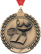 Lamp of Knowledge Wreath Framed Medal