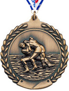 Wrestling Wreath Framed Medal