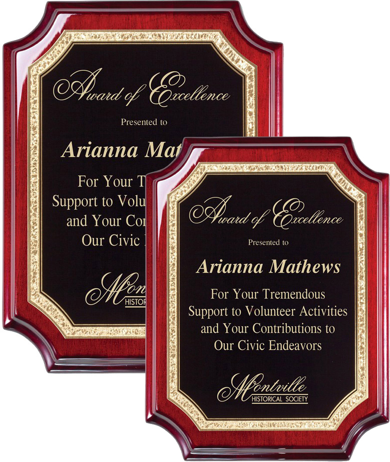 Rosewood Piano Finish Plaques with Gold Florentine Borders