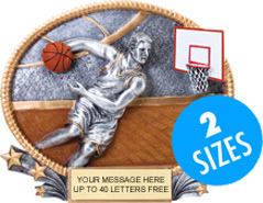 Basketball Male 3D Full Color Oval Resin Trophies