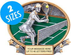 Tennis Female 3D Full Color Oval Resin Trophies