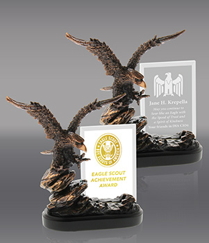 Eagle on Rock Resin with Jade Crystal - Engraved or Color