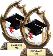 Graduation Flame Color Resin Trophies