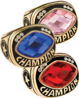 Champion 6 Stone Rings with Clear Cut Glass Stones