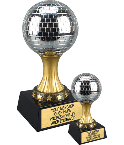 Large Glitter Ball Silver Disco Ball Trophies Trophy 8 sizes FREE Engraving 