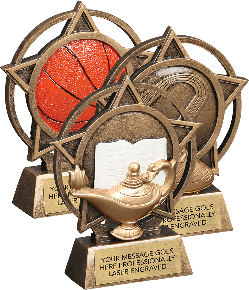 Engraved gold trophy plates trophies sports awards multiple sizes frames 