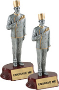 Chef Pewter & Gold Resin Sculptures on Piano Finish Base- Male