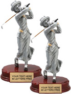 Golf Pewter & Gold Resin Sculptures on Piano Finish Base- Female